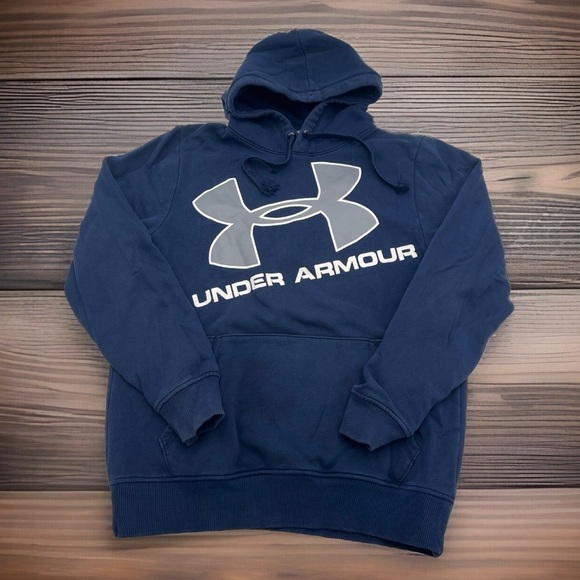 Under Armour Graphic Hoodie Men’s S Blue Pullover‎ Sweatshirt Loose Fit - Picture 1 of 5